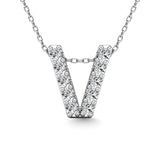 Diamond 1/10 Ct.Tw. Letter V Pendant in 14K White Gold