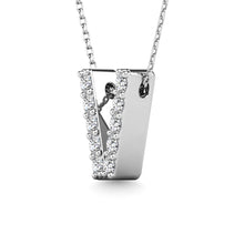 Load image into Gallery viewer, Diamond 1/10 Ct.Tw. Letter V Pendant in 14K White Gold&quot;