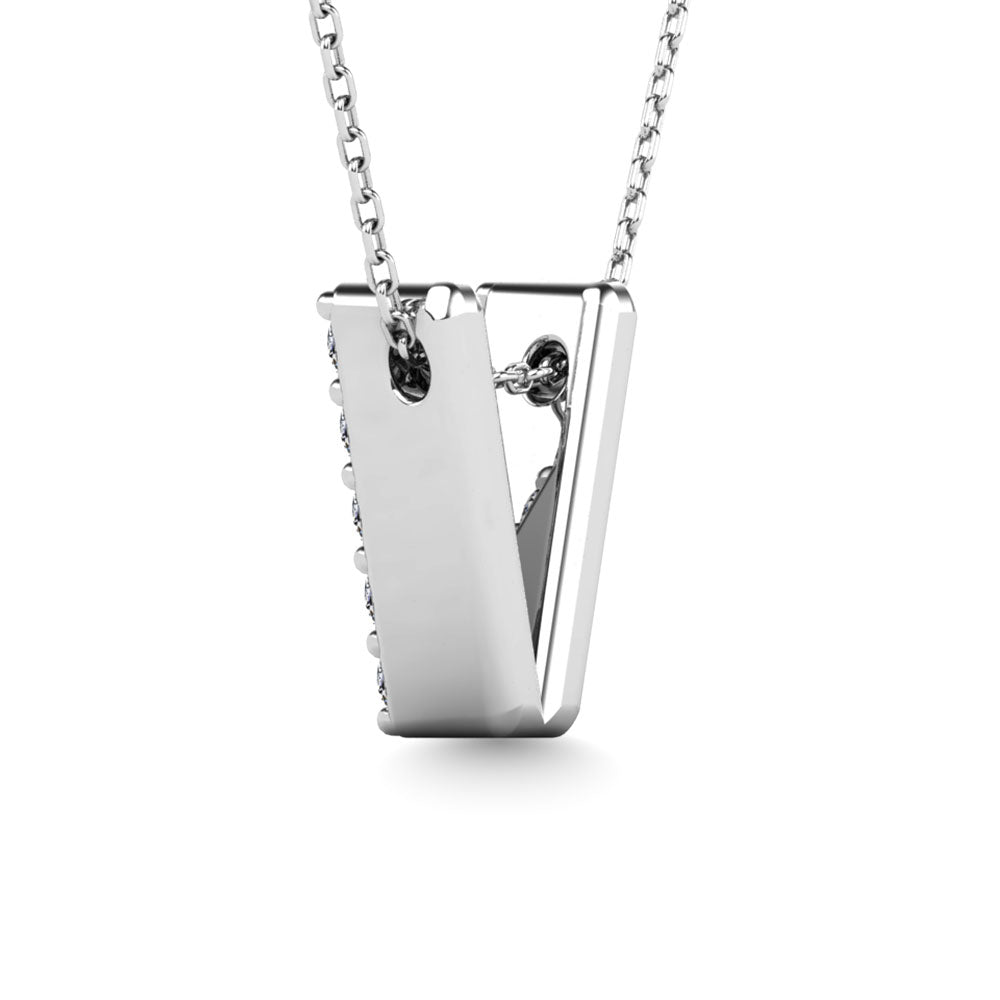 Diamond 1/10 Ct.Tw. Letter V Pendant in 14K White Gold"