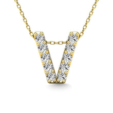 Load image into Gallery viewer, Diamond 1/10 Ct.Tw. Letter V Pendant in 14K Yellow Gold&quot;