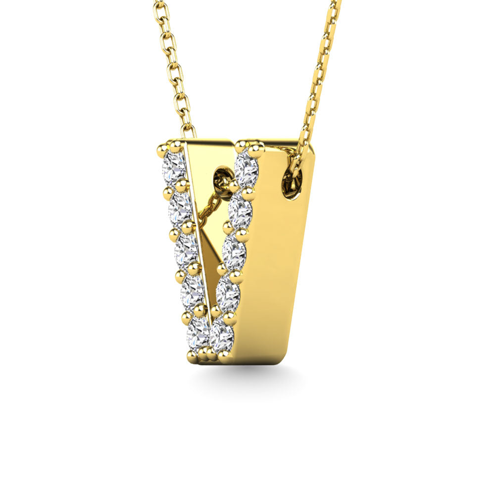 Diamond 1/10 Ct.Tw. Letter V Pendant in 14K Yellow Gold"