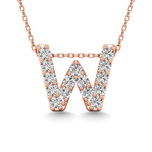 Load image into Gallery viewer, Diamond 1/6 Ct.Tw. Letter W Pendant in 14K Rose Gold&quot;