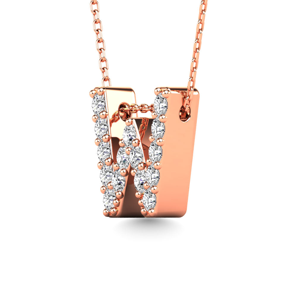 Diamond 1/6 Ct.Tw. Letter W Pendant in 14K Rose Gold"