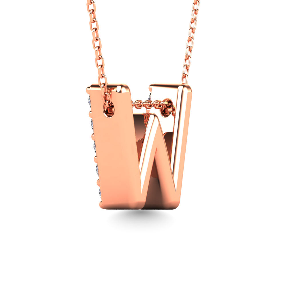 Diamond 1/6 Ct.Tw. Letter W Pendant in 14K Rose Gold"