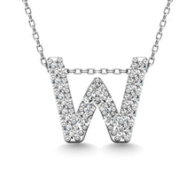 Load image into Gallery viewer, Diamond 1/6 Ct.Tw. Letter W Pendant in 14K White Gold&quot;