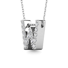 Load image into Gallery viewer, Diamond 1/6 Ct.Tw. Letter W Pendant in 14K White Gold&quot;