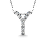 Diamond 1/10 Ct.Tw. Letter Y Pendant in 14K White Gold