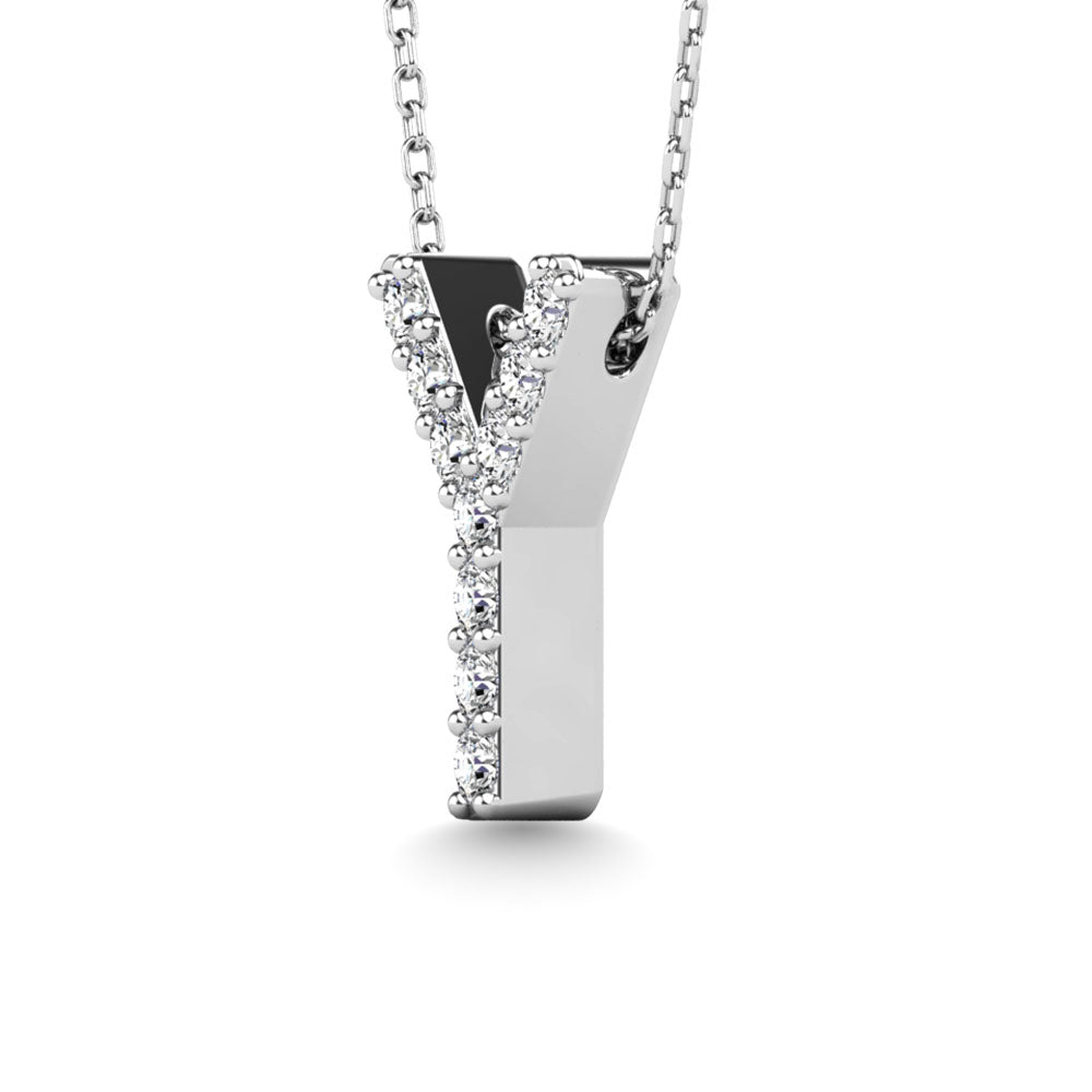 Diamond 1/10 Ct.Tw. Letter Y Pendant in 14K White Gold"