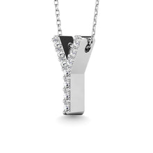 Load image into Gallery viewer, Diamond 1/10 Ct.Tw. Letter Y Pendant in 14K White Gold&quot;