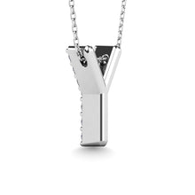 Load image into Gallery viewer, Diamond 1/10 Ct.Tw. Letter Y Pendant in 14K White Gold&quot;