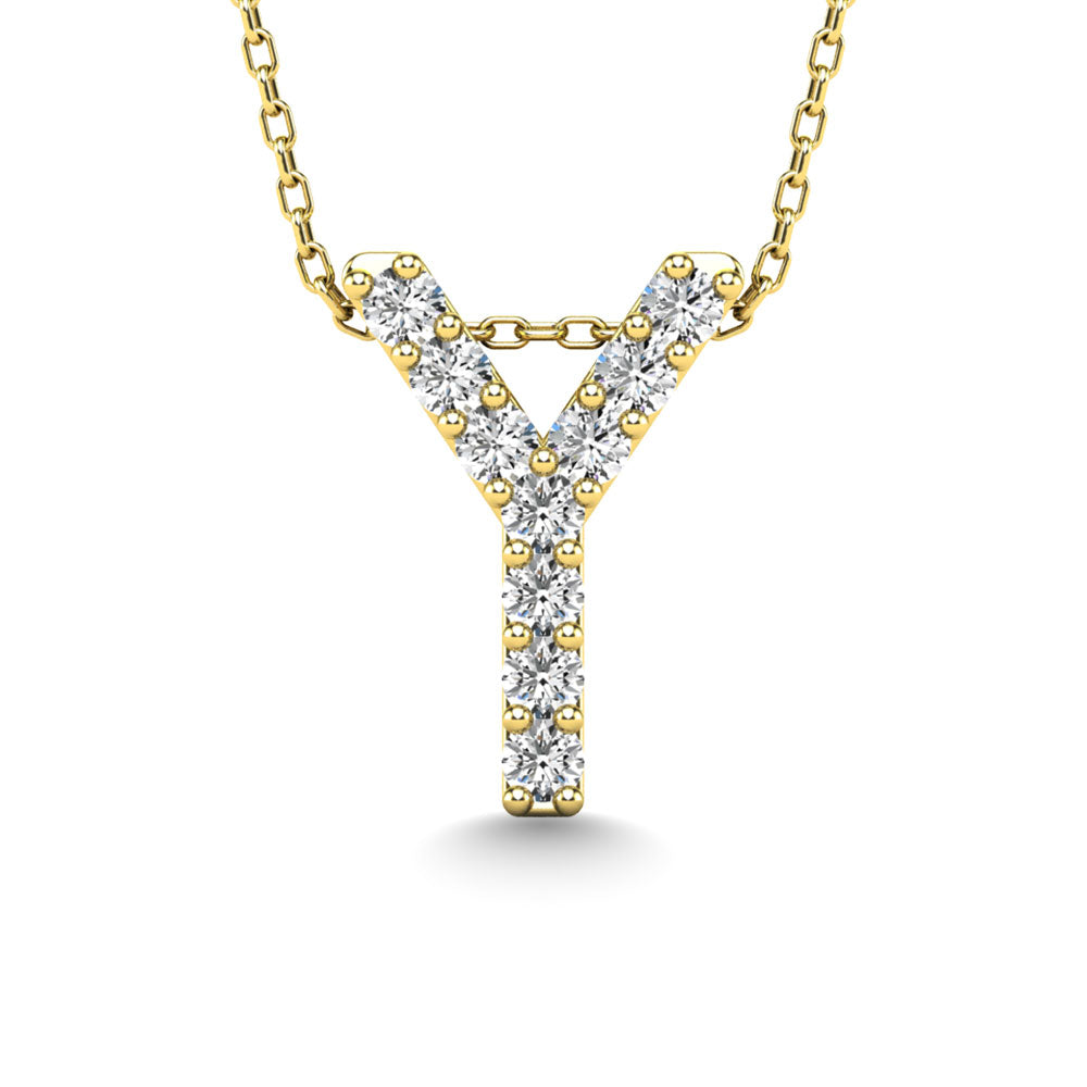 Diamond 1/10 Ct.Tw. Letter Y Pendant in 14K Yellow Gold"