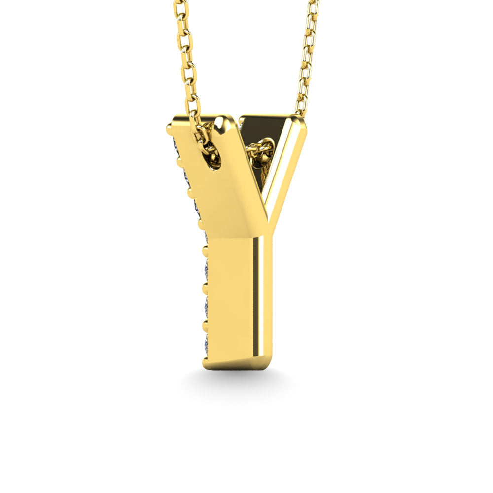 Diamond 1/10 Ct.Tw. Letter Y Pendant in 14K Yellow Gold"