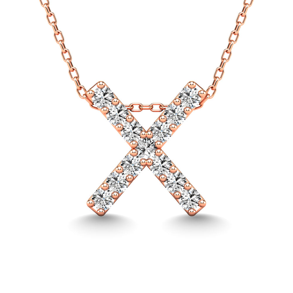 Diamond 1/8 Ct.Tw. Letter X Pendant in 14K Rose Gold"