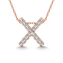 Cargar imagen en el visor de la galería, Diamond 1/8 Ct.Tw. Letter X Pendant in 14K Rose Gold&quot;