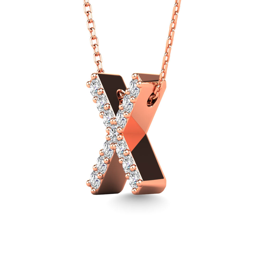 Diamond 1/8 Ct.Tw. Letter X Pendant in 14K Rose Gold"