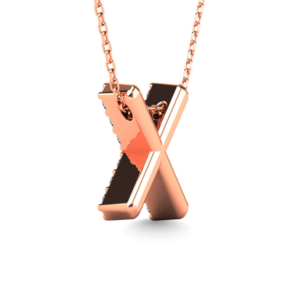 Diamond 1/8 Ct.Tw. Letter X Pendant in 14K Rose Gold"