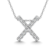 Load image into Gallery viewer, Diamond 1/8 Ct.Tw. Letter X Pendant in 14K White Gold&quot;