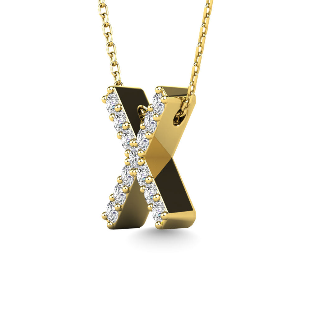 Diamond 1/8 Ct.Tw. Letter X Pendant in 14K Yellow Gold"