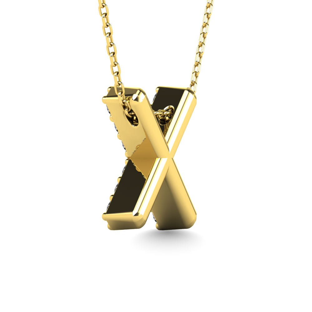 Diamond 1/8 Ct.Tw. Letter X Pendant in 14K Yellow Gold"