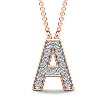 Load image into Gallery viewer, Diamond 1/20 Ct.Tw. Letter A Pendant in 10K Rose Gold