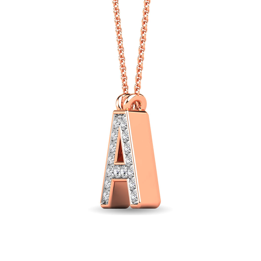 Diamond 1/20 Ct.Tw. Letter A Pendant in 10K Rose Gold