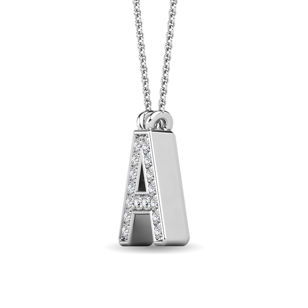 Diamond 1/20 Ct.Tw. Letter A Pendant in 10K White Gold