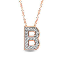 Load image into Gallery viewer, Diamond 1/20 Ct.Tw. Letter B Pendant in 10K Rose Gold