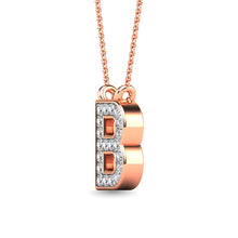 Load image into Gallery viewer, Diamond 1/20 Ct.Tw. Letter B Pendant in 10K Rose Gold