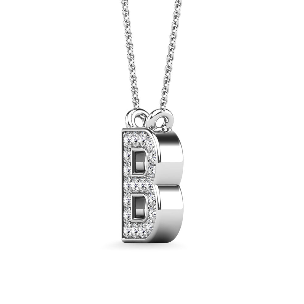 Diamond 1/20 Ct.Tw. Letter B Pendant in 10K White Gold