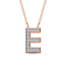 Load image into Gallery viewer, Diamond 1/20 Ct.Tw. Letter E Pendant in 10K Rose Gold