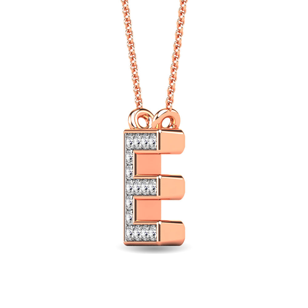 Diamond 1/20 Ct.Tw. Letter E Pendant in 10K Rose Gold