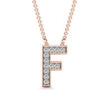 Load image into Gallery viewer, Diamond 1/20 Ct.Tw. Letter F Pendant in 10K Rose Gold