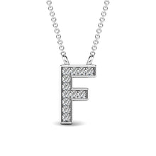 Load image into Gallery viewer, Diamond 1/20 Ct.Tw. Letter F Pendant in 10K White Gold