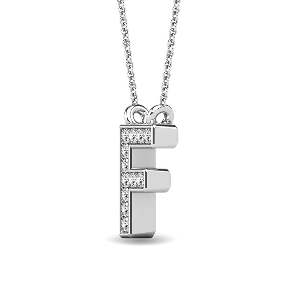 Diamond 1/20 Ct.Tw. Letter F Pendant in 10K White Gold