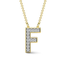 Load image into Gallery viewer, Diamond 1/20 Ct.Tw. Letter F Pendant in 10K Yellow Gold