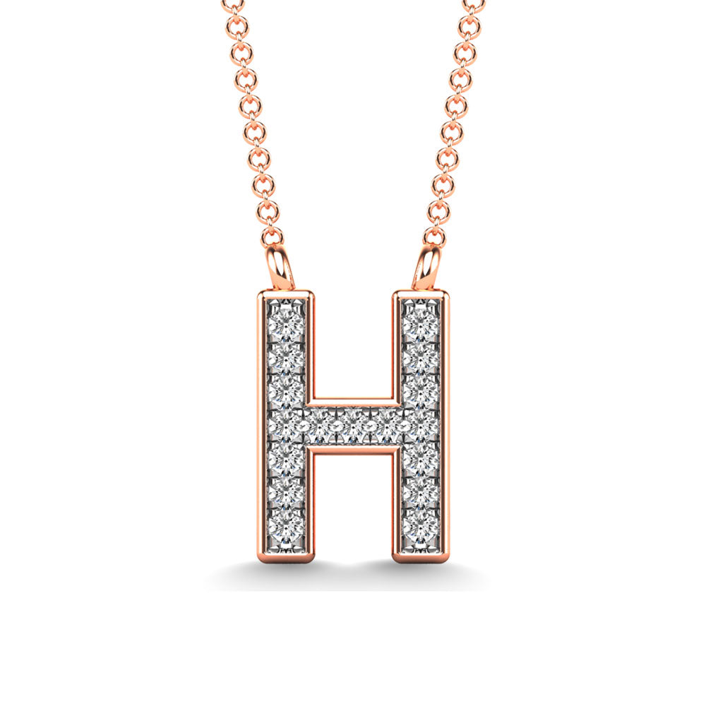 Diamond 1/20 Ct.Tw. Letter H Pendant in 10K Rose Gold