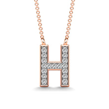 Load image into Gallery viewer, Diamond 1/20 Ct.Tw. Letter H Pendant in 10K Rose Gold