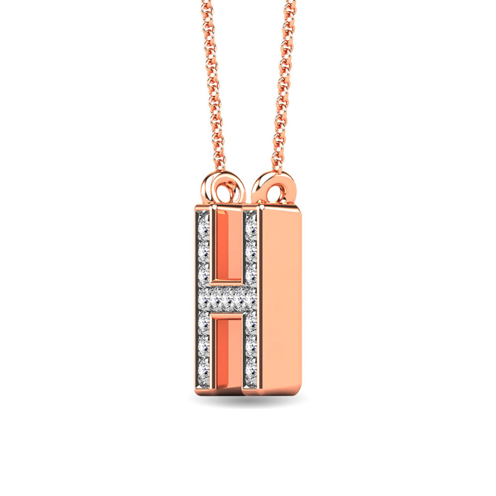 Diamond 1/20 Ct.Tw. Letter H Pendant in 10K Rose Gold