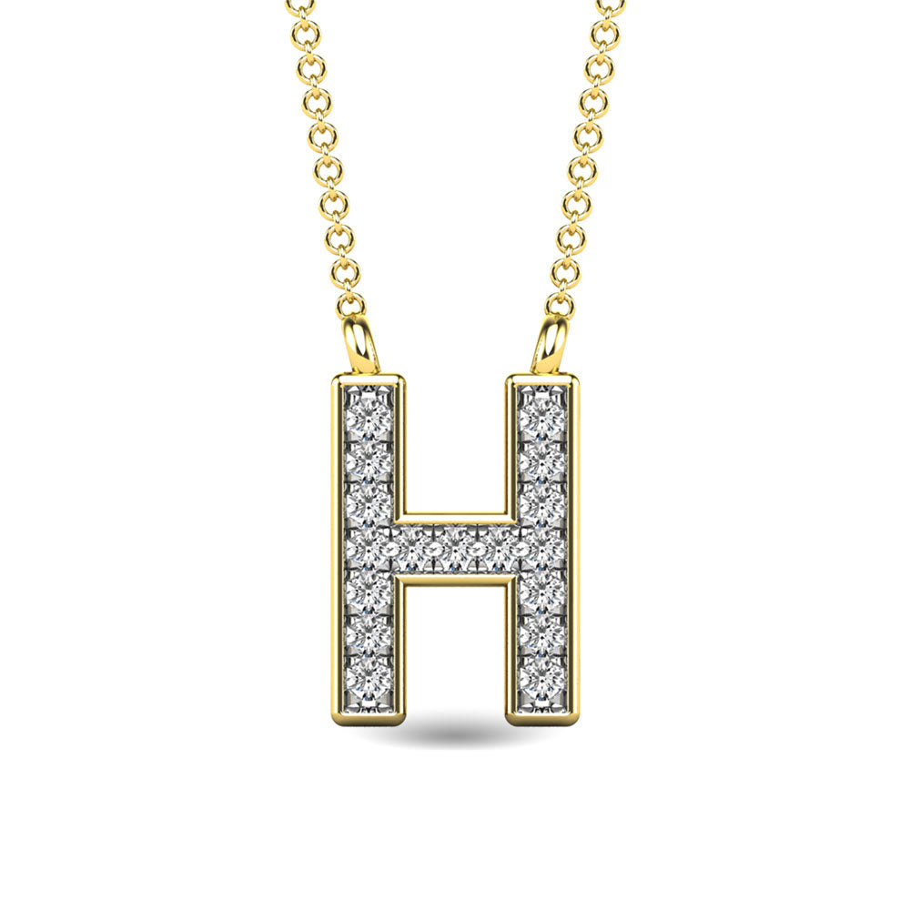 Diamond 1/20 Ct.Tw. Letter H Pendant in 10K Yellow Gold