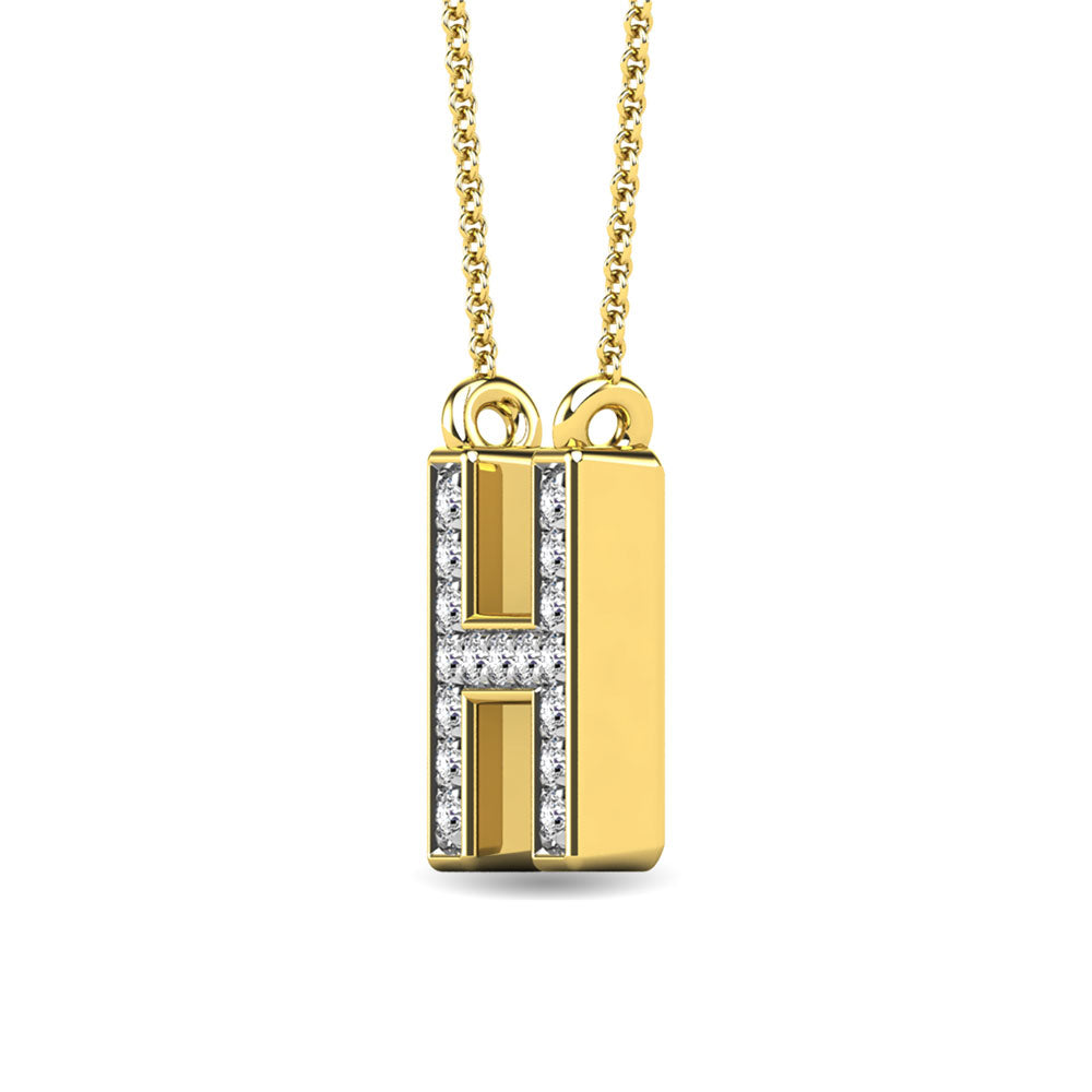 Diamond 1/20 Ct.Tw. Letter H Pendant in 10K Yellow Gold