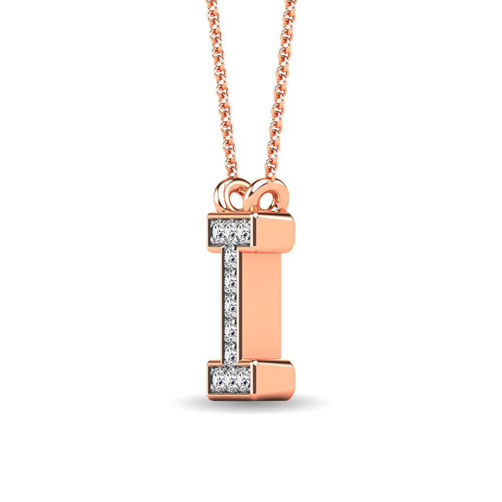 Diamond 1/20 Ct.Tw. Letter I Pendant in 10K Rose Gold