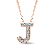 Load image into Gallery viewer, Diamond 1/20 Ct.Tw. Letter J Pendant in 10K Rose Gold