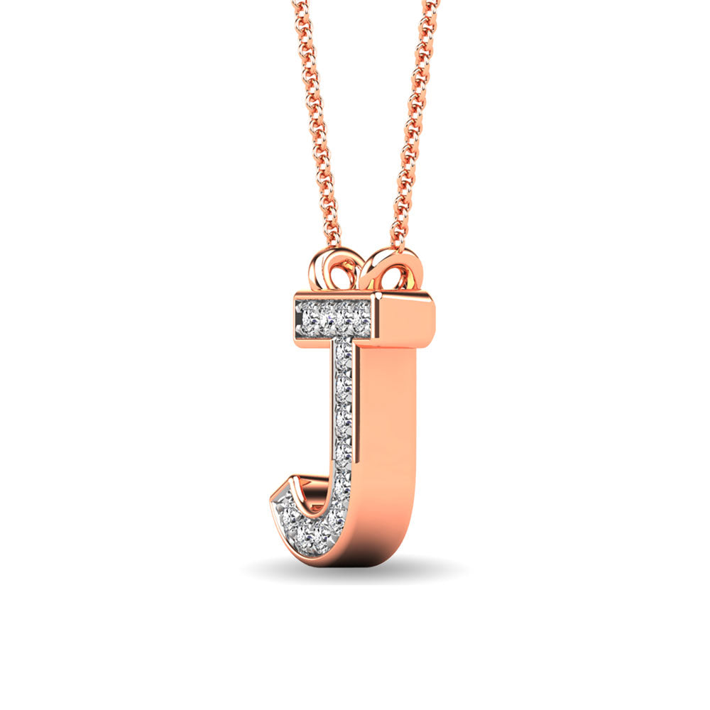 Diamond 1/20 Ct.Tw. Letter J Pendant in 10K Rose Gold