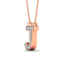 Load image into Gallery viewer, Diamond 1/20 Ct.Tw. Letter J Pendant in 10K Rose Gold