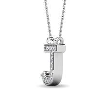 Load image into Gallery viewer, Diamond 1/20 Ct.Tw. Letter J Pendant in 10K White Gold