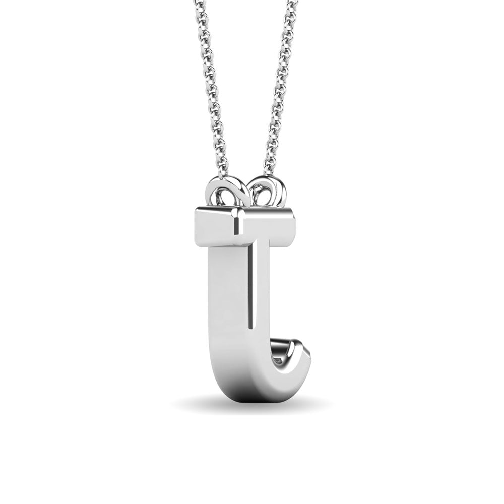 Diamond 1/20 Ct.Tw. Letter J Pendant in 10K White Gold