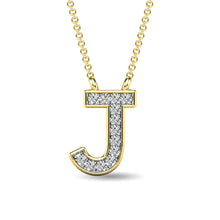 Load image into Gallery viewer, Diamond 1/20 Ct.Tw. Letter J Pendant in 10K Yellow Gold