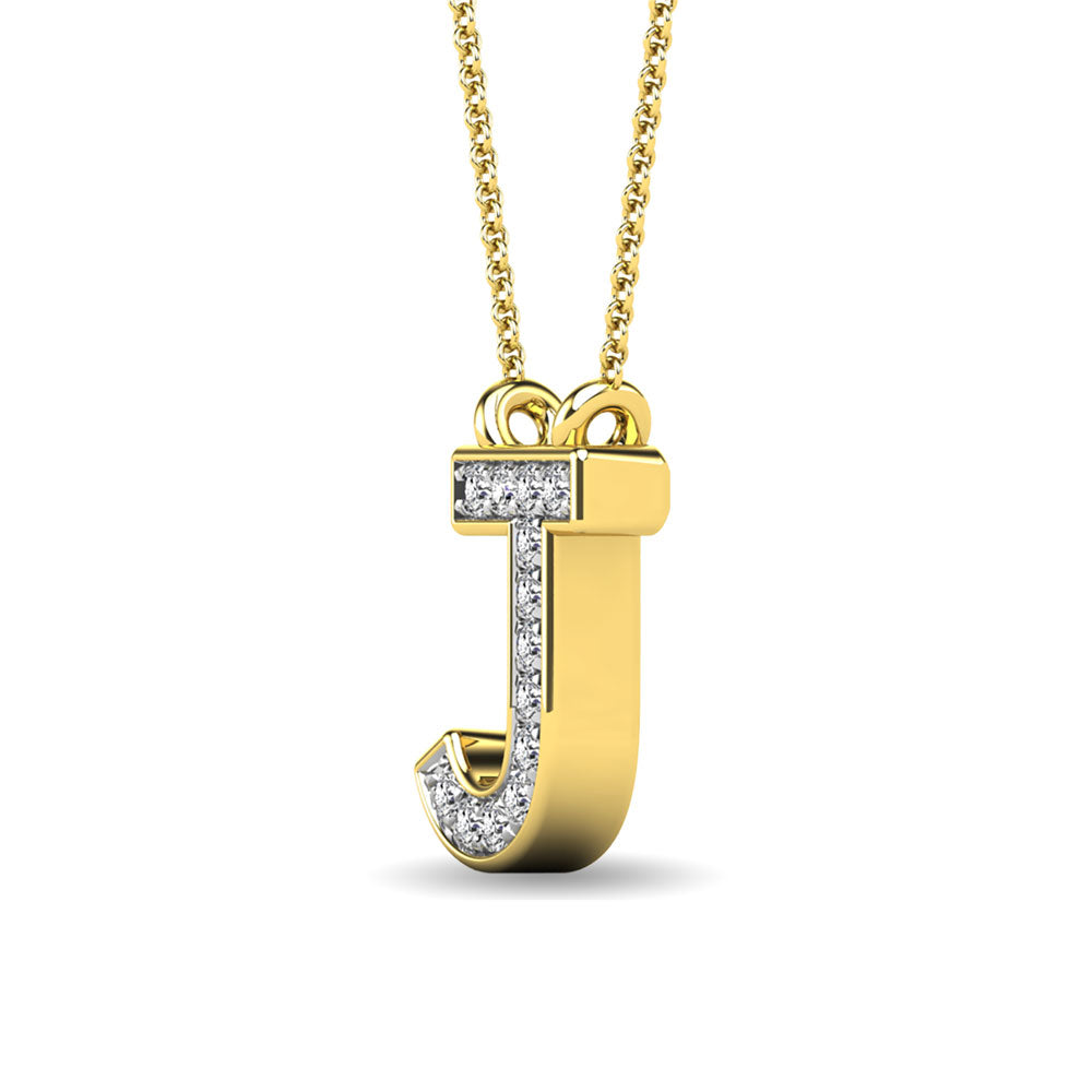 Diamond 1/20 Ct.Tw. Letter J Pendant in 10K Yellow Gold