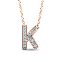 Load image into Gallery viewer, Diamond 1/20 Ct.Tw. Letter K Pendant in 10K Rose Gold