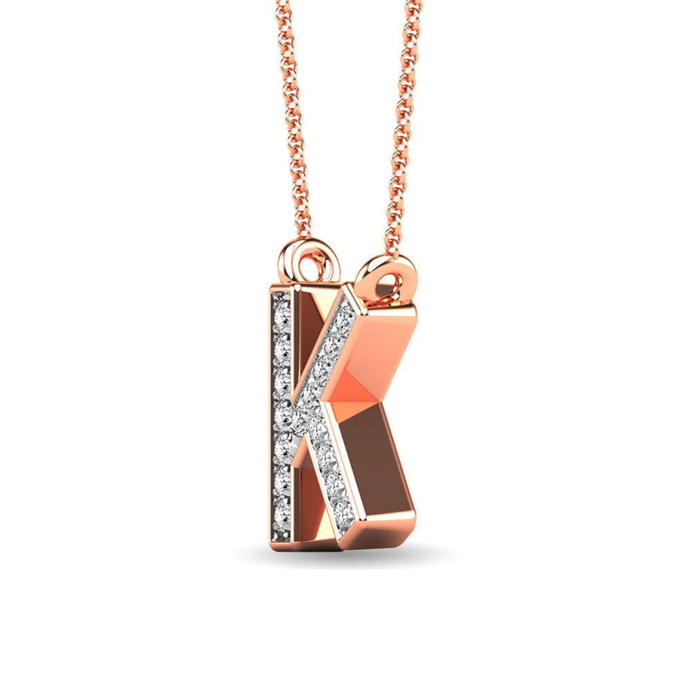 Diamond 1/20 Ct.Tw. Letter K Pendant in 10K Rose Gold